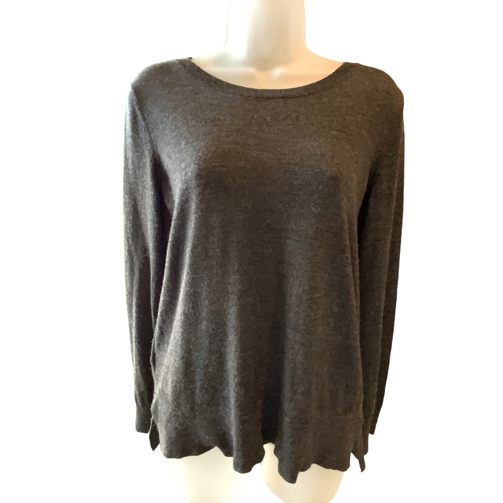Loft Sweater Gray Decorative Zipper In The Back Long Sleeves Size Medium